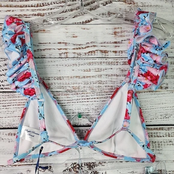 ASOS PLAYFUL PROMISES BEACH SIZE UK 10 6 USA BLUE FLORAL 2PC BIKINI SWIMSUIT - Picture 12 of 17